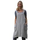 Vestido de avental feminino Larmliss Pinafore quadrado cinza algodão/linho