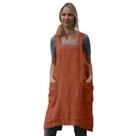 Vestido de avental feminino Larmliss Pinafore quadrado laranja de algodão/linho