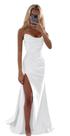 Vestido de baile FoinLuve, seda, cetim, sem alças, longo, branco 14