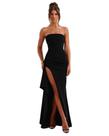 Vestido de baile GDJDIFK de chiffon sem alças com fenda preta