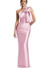Vestido de baile Mkojaa One Shoulder, coluna de cetim, rosa, US20