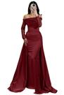 Vestido de baile Molisa Satin Off Shoulder, lantejoulas, sereia, borgonha Vestido de baile Molisa Satin Off Shoulder, lantejoulas, sereia, borgonha