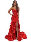 Vestido de baile Mollyevers 2025 sem alças, sereia, vermelho acetinado, tamanho 12