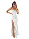 Vestido de baile OFEECHUN Mermaid branco acetinado com fenda para mulheres