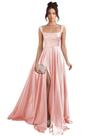 Vestido de baile Stylefun Blush Pink Satin A Line com fenda 2025