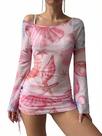 Vestido de banho com capa de banho ZAFUL Off Shoulder Hollow Pink XL Vestido de banho com capa de banho ZAFUL Off Shoulder Hollow Pink XL