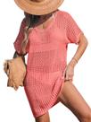 Vestido de banho CUPSHE de crochê de manga curta rosa S
