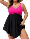 Vestido de banho Hanna Nikole Plus Size para mulheres com boletim 1X rosa e preto