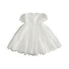 Vestido De Batismo Para Bebê Menina Branco Bordado Com Saia Longa De Tule, Vestido Cerimonial De