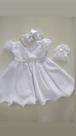 Vestido de batizado + meia de renda + laço