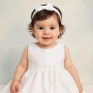 Vestido de Batizado Para Bebê Menina Com Faixa de Cabelo Gabi