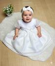 Vestido de Batizado Para Bebê Menina Microfibra Branco Voal Analu 02 Peças