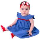 Vestido de Bebê Roupa Menina Infantil Com Tiara 100% Algodão - Mundo Nina - Jeans