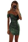Vestido de boas-vindas BITALY verde esmeralda com lantejoulas para mulheres