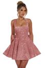 Vestido de boas-vindas Dessiny Modest Sparkly Sequin Aline Dusty Rose