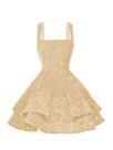 Vestido de boas-vindas Dessiny Sparkly Sparkly Sequin em camadas A-line 2025