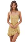 Vestido de boas-vindas EEMEII, lantejoulas, sereia, babados, dourado, tamanho 10