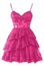 Vestido de boas-vindas Hanshi E-commerce Sparkly Tulle 2024 Fuchsia Vestido de boas-vindas Hanshi E-commerce Sparkly Tulle 2024 Fuchsia