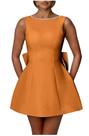 Vestido de boas-vindas Sevintage Orange Satin Pearl Short US14