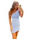 Vestido de boas-vindas Tvuyet HOCO One Shoulder, lantejoulas, azul claro Vestido de boas-vindas Tvuyet HOCO One Shoulder, lantejoulas, azul claro