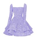 Vestido de boas-vindas YOFF lilás em linha A, mangas compridas