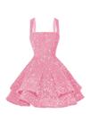 Vestido de boas-vindas ZUMEIJIA 2026 com alças espaguete rosa e lantejoulas