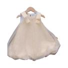 Vestido De Bolhas Com Laço De Renda E Lantejoulas Para Meninas Estilo Coreano Cor Sólida Moda