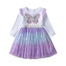 Vestido De Borboleta Em Malha Gradiente Para Meninas Pequenas, Vestido Casual Diário Para Escola E