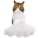 Vestido de cachorro QBLEEV Saia tutu de renda branca para cães pequenos