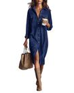 Vestido de camiseta chouyatou feminino de outono em veludo cotelê com botões Vestido de camiseta chouyatou feminino de outono em veludo cotelê com botões