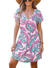 Vestido de capa de banho CUPSHE com decote em V, manga curta, roxo M