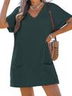 Vestido de capa de banho CUPSHE Waffle Knit com decote em V verde escuro