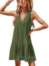 Vestido de capa de maiô CUPSHE, renda, sem mangas, decote em V, verde escuro Vestido de capa de maiô CUPSHE, renda, sem mangas, decote em V, verde escuro