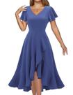 Vestido de Cóctel DRESSTELLS Otoño 2025 Invitada de Boda Grisazulado 2XL