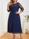 Vestido De Coquetel plus Size Para Mulheres, Oversized, Em Chiffon Com Patchwork, Bordado Com Contas