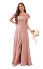 Vestido de dama de honra CDSSL Dusty Rose Chiffon Plus Size 22W