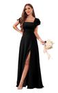Vestido de dama de honra CDSSL feminino plus size em chiffon preto 22W