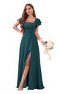 Vestido de dama de honra CDSSL Plus Size Peacock com mangas de chiffon