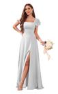Vestido de dama de honra CDSSL Plus Size prata com mangas para mulheres