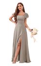 Vestido de dama de honra CDSSL Plus Size Taupe com mangas para mulheres