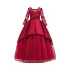 Vestido De Dama De Honra Com Manga Longa E Lantejoulas Para Meninas, Elegante Vestido De Princesa