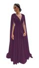 Vestido de dama de honra CRIEBDK A Line, chiffon plissado, decote em V, ameixa
