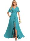Vestido de dama de honra Deamify com decote em V longo A Line Plus Size 20W