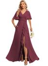 Vestido de dama de honra Deamify com decote em V longo A Line Plus Size 20W