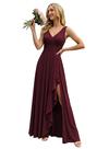 Vestido de dama de honra KJHUTAY com decote em V sem mangas com bolsos 2026 cor de vinho
