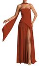 Vestido de dama de honra PUXIU Burnt Orange Silk A-line US28 Vestido de dama de honra PUXIU Burnt Orange Silk A-line US28
