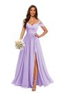 Vestido de dama de honra Yyxryyh lilás chiffon A Line Long 2026 para mulheres