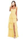 Vestido de dama de honra ZUMEIJIA 2026 com alças espaguete em chiffon amarelo