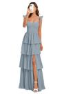 Vestido de dama de honra ZUMEIJIA Dusty Blue Chiffon Ruffles Slot 2026