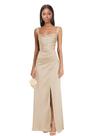 Vestido de dama de honra ZUMEIJIA, longo, champanhe, cetim, gola quadrada